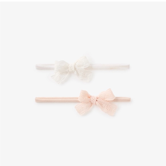 Elegant Baby, Eyelet Lace Bow Headband 2 PK, 0-12 months, NWT - Picture 1 of 4